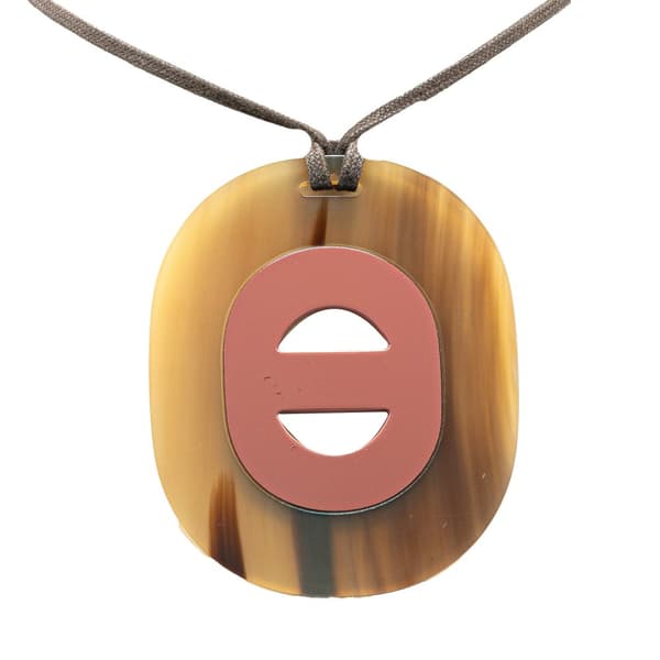 Pre-owned Hermès Buffalo Horn Fidelio Pendant Necklace Brown