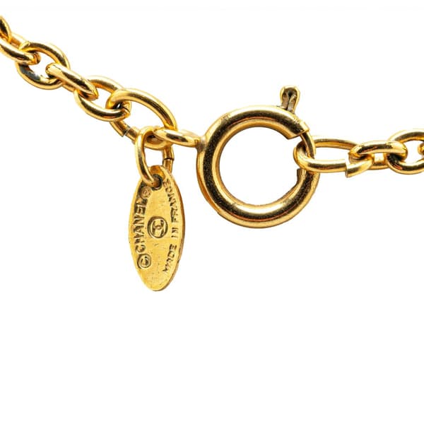 Pre-owned Chanel Gold Plated CC Round Pendant Necklace Gold