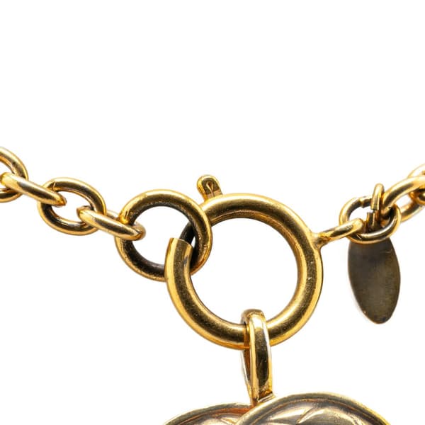 Pre-owned Chanel Gold Plated CC Quilted Pendant Necklace Gold