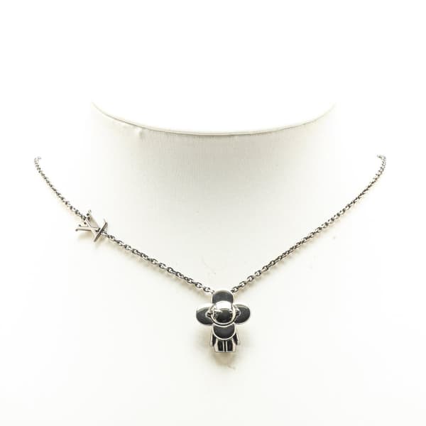 Pre-owned Louis Vuitton Brass Ruthenium Vivienne Pendant Necklace Silver