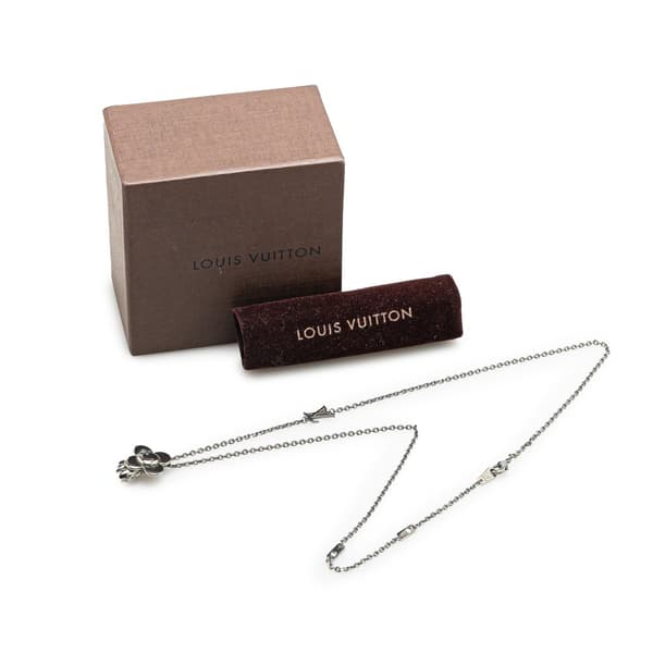Pre-owned Louis Vuitton Brass Ruthenium Vivienne Pendant Necklace Silver