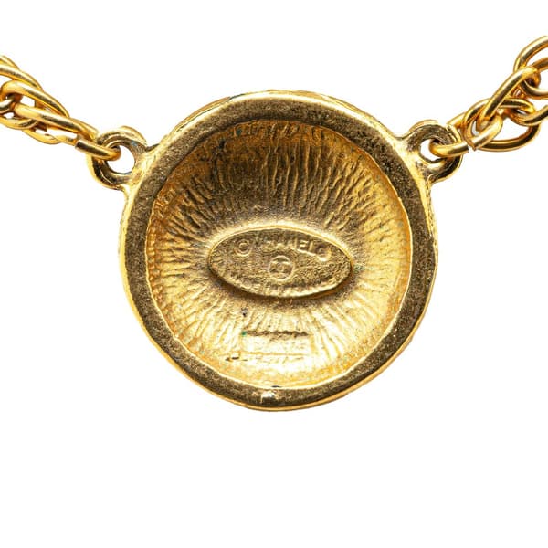 Pre-owned Chanel Gold Plated CC Round Pendant Necklace Gold