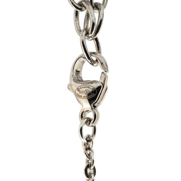 Pre-owned Chanel Silver Mirror Ball Pendant Necklace Silver