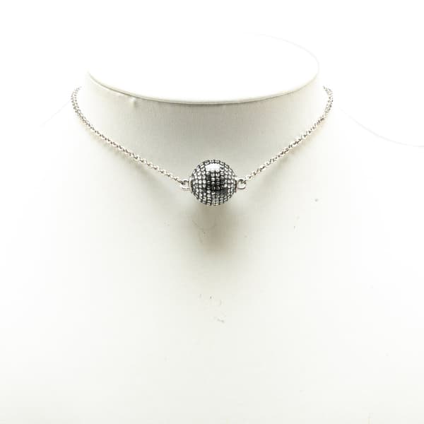 Pre-owned Chanel Silver Mirror Ball Pendant Necklace Silver