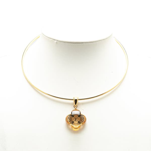 Pre-owned Louis Vuitton Gold Plated Resin A La Folie Pendant Choker Necklace Gold