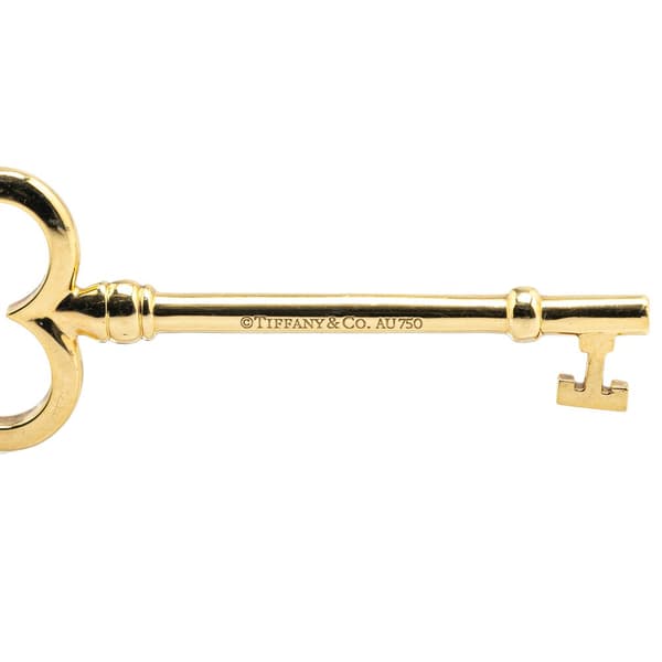 Pre-owned Tiffany 18K Yellow Gold Trefoil Open Key Pendant Necklace Gold