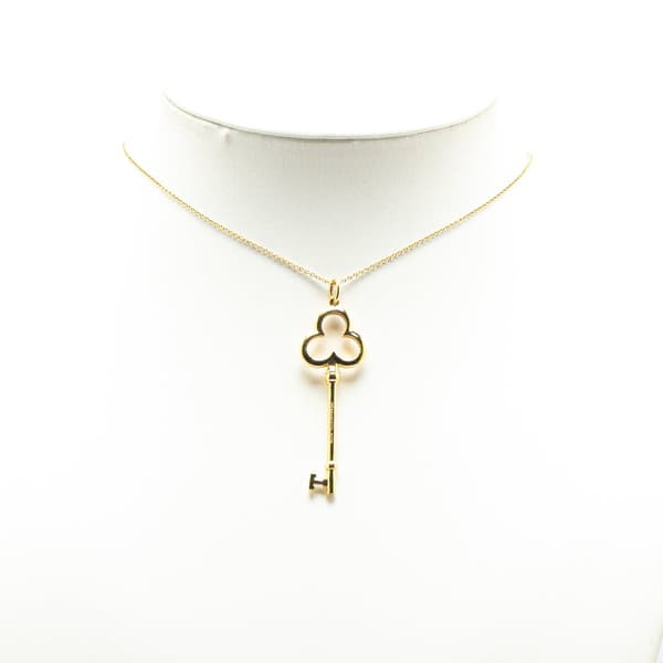Pre-owned Tiffany 18K Yellow Gold Trefoil Open Key Pendant Necklace Gold