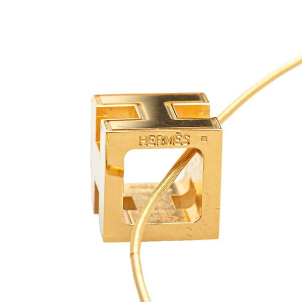 Pre-owned Hermès Gold Plated Cage dH Cube Necklace Gold