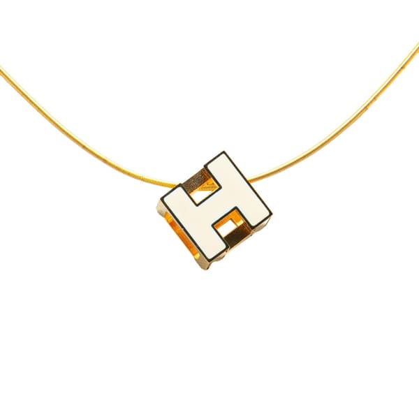Pre-owned Hermès Gold Plated Cage dH Cube Necklace Gold