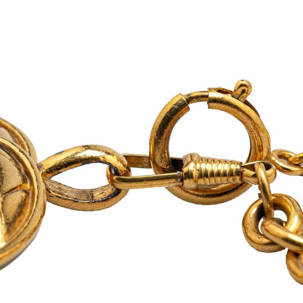 Pre-owned Chanel Gold Plated CC Quilted Pendant Necklace Gold