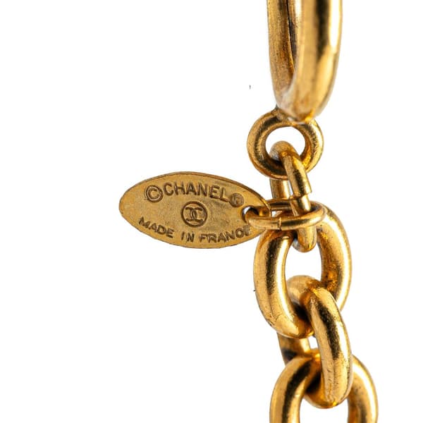 Pre-owned Chanel Gold Plated CC Quilted Pendant Necklace Gold