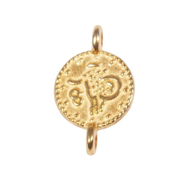 Mini metallhänge Mynt, 7,3 mm, guld, med 2 öglor, tab.-LS 4st