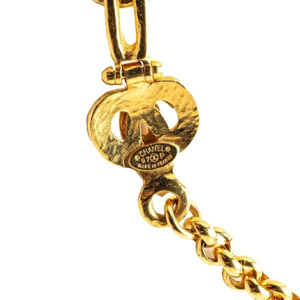 Pre-owned Chanel Gold Plated CC Flower Pendant Necklace Gold