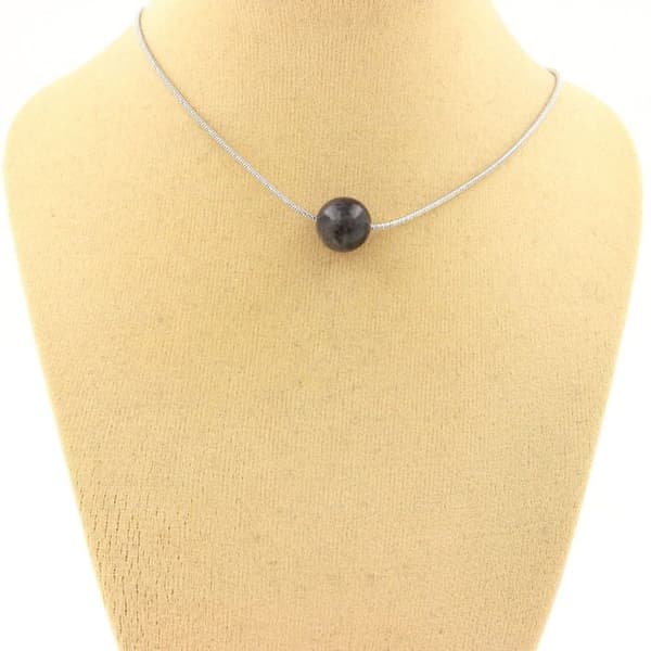 Halsband - A Bijoux - Labradorit 8 mm - Stålkedja - Anpassningsbar Storlek - Kvinna