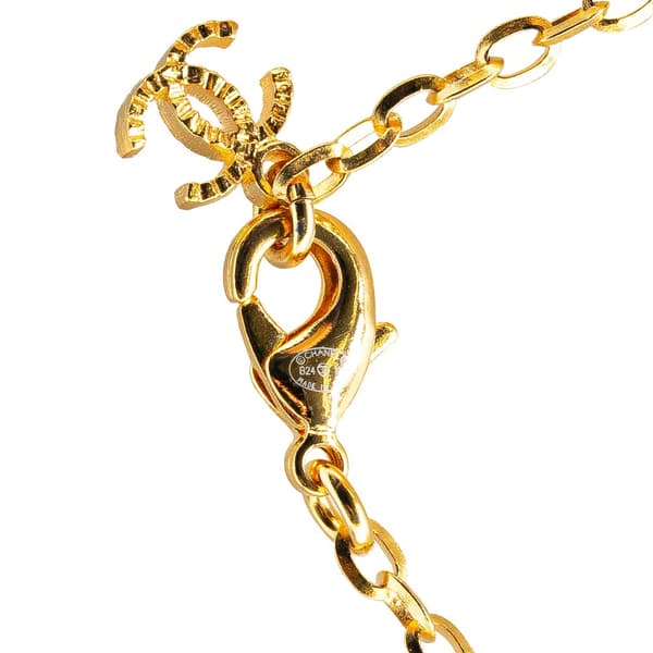 Pre-owned Chanel Gold Plated CC Star Rhinestone Pendant Necklace Gold