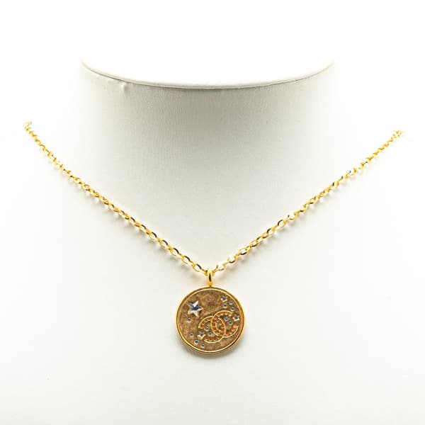 Pre-owned Chanel Gold Plated CC Star Rhinestone Pendant Necklace Gold