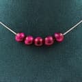 Miniatyrbild 1 av 4: Halsband - ABIJOUX - Fuchsia Tigeröga - 5 pärlor - Rostfritt stål - Justerbar längd