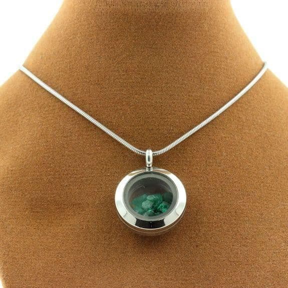 Collier - ABIJOUX - Rå emeralder - Kristallpendant - Rostfritt stål - Silverfärgad