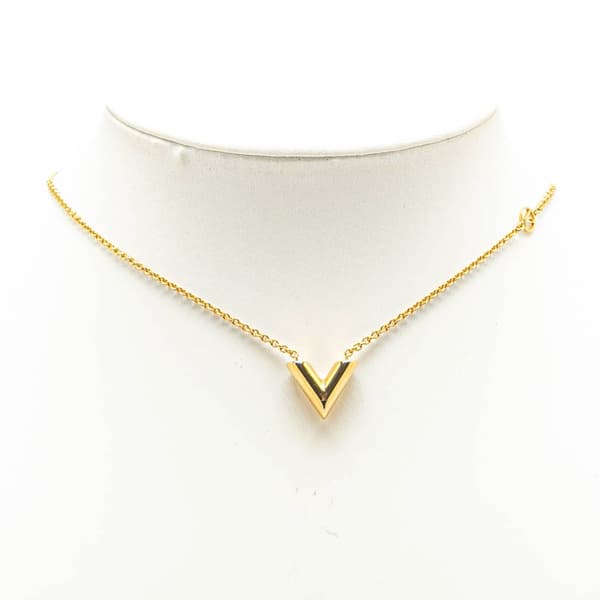 Pre-owned Louis Vuitton Gold Plated Essential V Necklace Gold