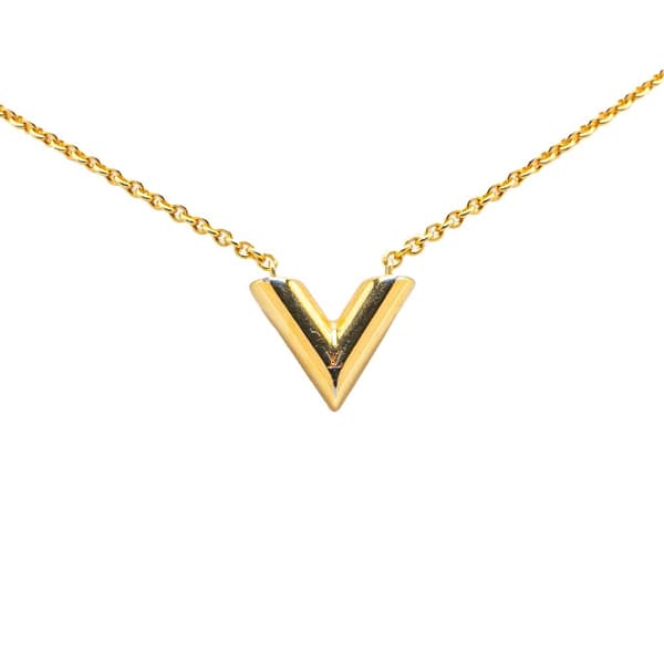 Pre-owned Louis Vuitton Gold Plated Essential V Necklace Gold