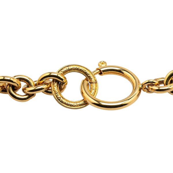 Pre-owned Chanel Gold Plated CC Round Medallion Pendant Necklace Gold