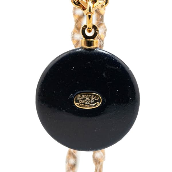 Pre-owned Chanel Gold Plated CC Resin and Faux Pearl Pendant Necklace Gold