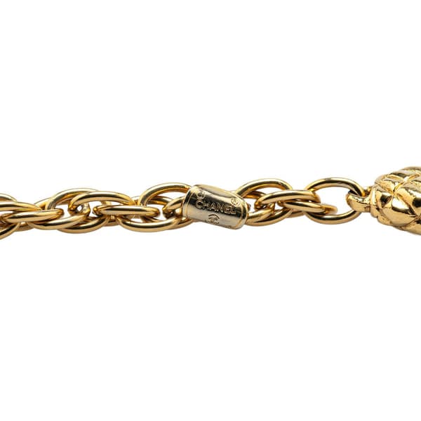 Pre-owned Chanel Gold Plated CC Logo Coin Lariat Necklace Gold