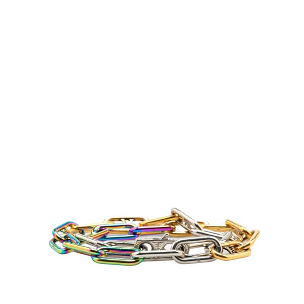 Pre-owned Louis Vuitton Monogram Multicolor Collier Signature Chain Necklace Gold