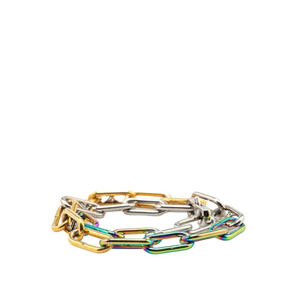 Pre-owned Louis Vuitton Monogram Multicolor Collier Signature Chain Necklace Gold
