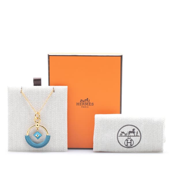 Pre-owned Hermès Gold Plated Loop Medor Pendant Necklace Gold