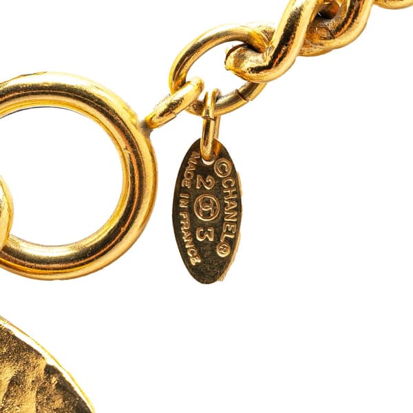 Pre-owned Chanel Gold Plated Leo Lion Medallion Pendant Necklace Gold