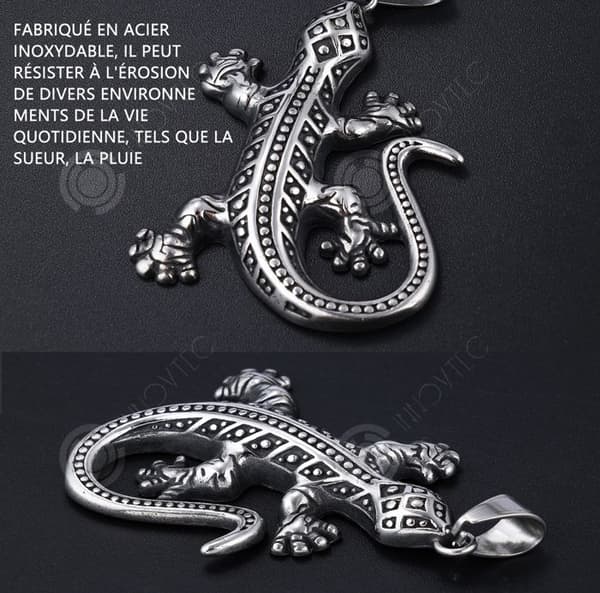 INN Lizard Halsband för män Rostfritt stål Retro herrkedja Personliga modepresenter för män Semesterpresenter