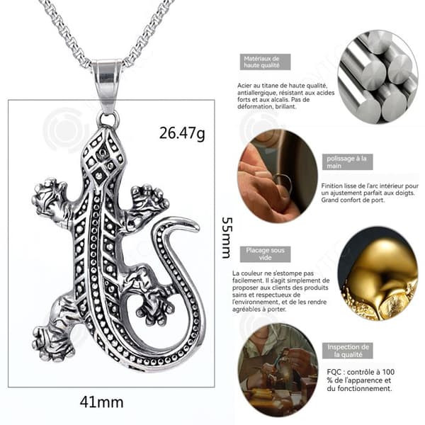 INN Lizard Halsband för män Rostfritt stål Retro herrkedja Personliga modepresenter för män Semesterpresenter