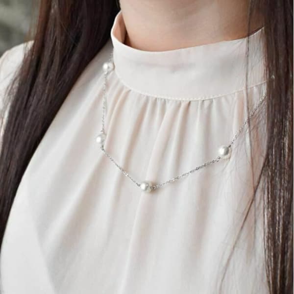 Evolution Group Silver Collier Med Äkta Pärlor Pavon 22015.1, För Kvinnor, Seg0247