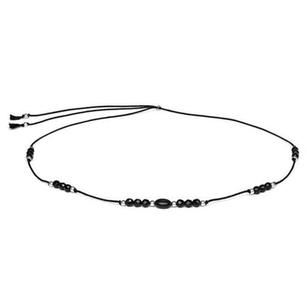 Halsband med snöre och onyxpärlor HE18K3S-BK