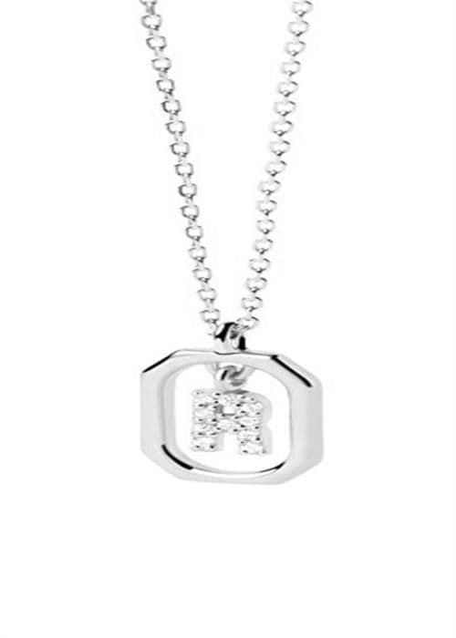 Vackert silverhalsband bokstav R LETTRER CO02-529-U (kedja, hänge)