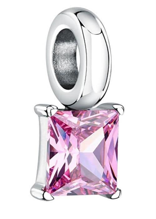 Hängsmycke i stål med rosa zirkon-droppar SCZ1297
