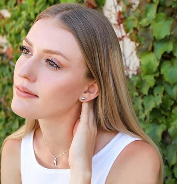 Set av silver smycken änglavingar AGSET64RL (halsband, örhängen)