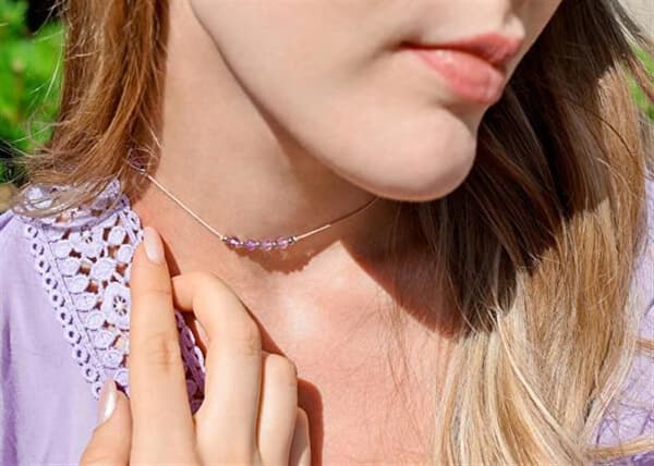Halsband med snöre och ametist HE33K3S-LP