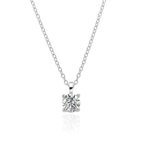 Silverhalsband med klart zirkon kubisk AGT-N023W (kedja, hänge)