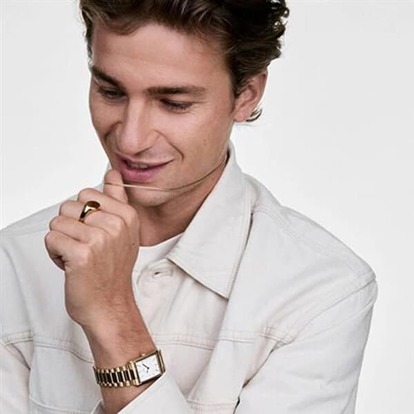 Unisex kedjelänk med pläterat guld DW00401099