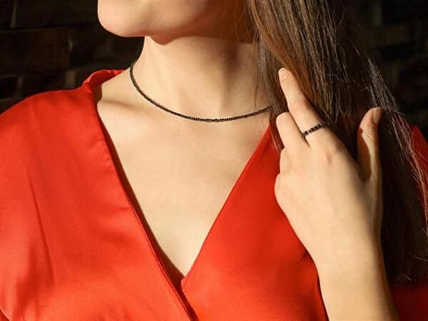 Mineralhalsband med hematitpärlor POL-N13/47L