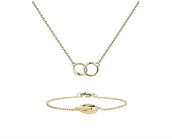 Magnifik smyckesset i förgylld Elan Unity DW00300004 (halsband, armband)