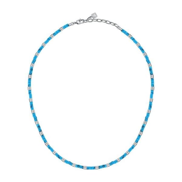Halsband i stål och aventurine - MORELLATO - S1730 - Man - Blå - 45+5CM