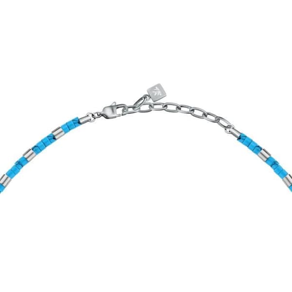 Halsband i stål och aventurine - MORELLATO - S1730 - Man - Blå - 45+5CM