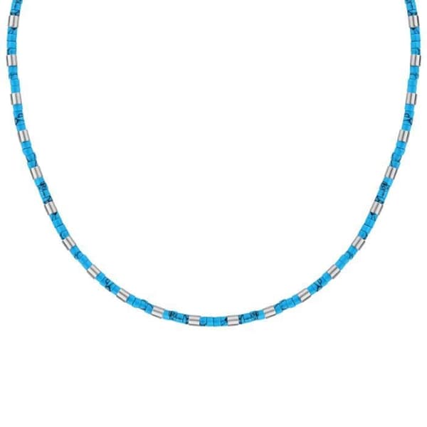 Halsband i stål och aventurine - MORELLATO - S1730 - Man - Blå - 45+5CM