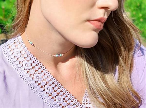 Halsband med amazonit, ametist och angelit HE24K3RG-LP
