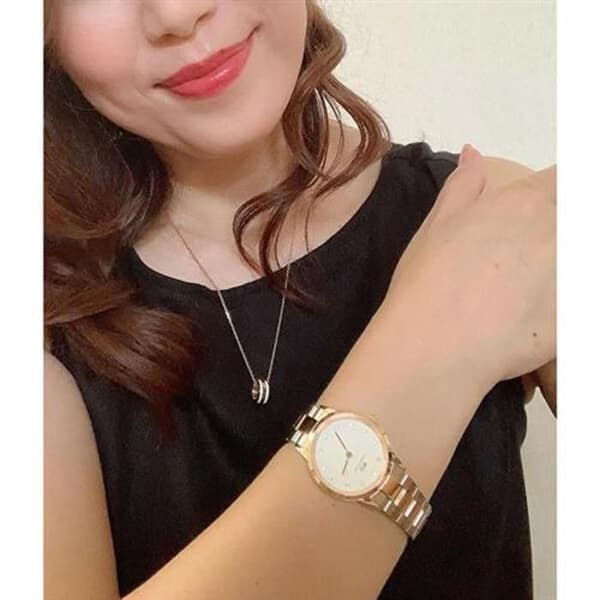 Elegant halsband i brons med rund emaljpendel DW00400305