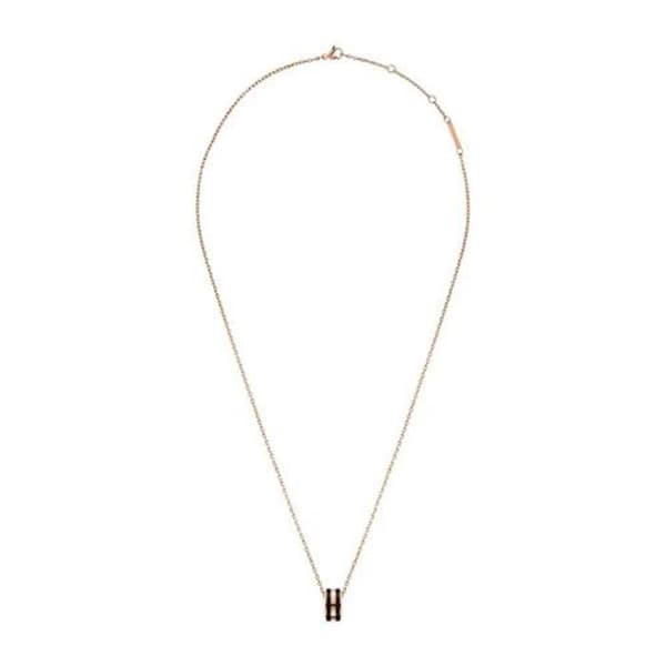 Elegant halsband i brons med rund emaljpendel DW00400305