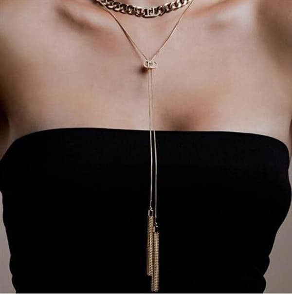 Halsband i lång stil av stål Fashion LJ2649